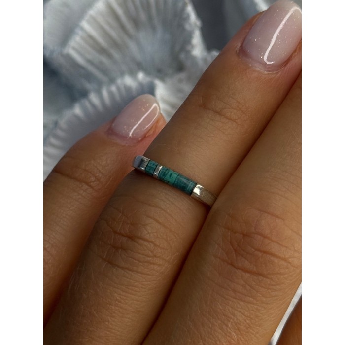 925 Sterling Silver Malachite Ring Size 5