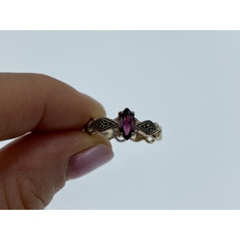 925 Sterling Silver Almandine Ring Size 7