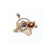 925 Sterling Silver Multi Gemstones Flowers Pendant