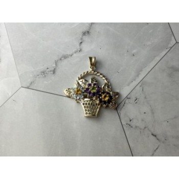 925 Sterling Silver Multi Gemstones Flowers Pendant
