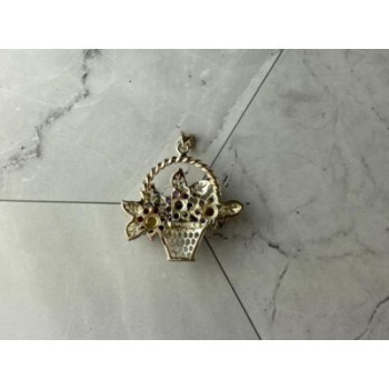 925 Sterling Silver Multi Gemstones Flowers Pendant