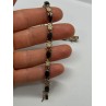 925 STERLING SILVER GARNET FLOWERS  BRACELET