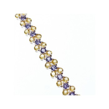 925 STERLING SILVER CITRINE & AMETHYST BRACELET SIZE 7.5 IN