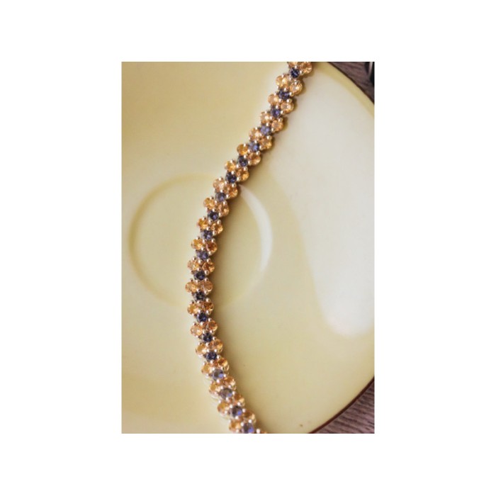 925 STERLING SILVER CITRINE & AMETHYST BRACELET SIZE 7.5 IN