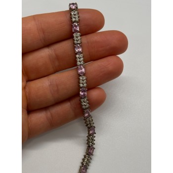 925 STERLING SILVER  MORGANITE & GOSHENITE BRACELET