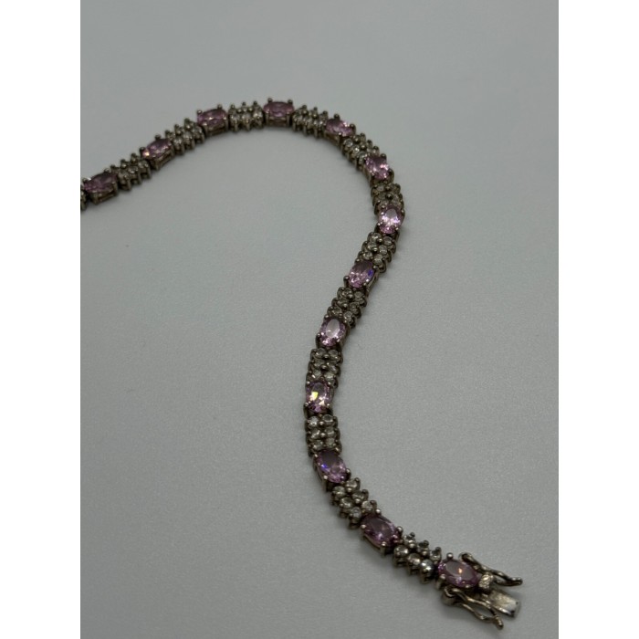 925 STERLING SILVER  MORGANITE & GOSHENITE BRACELET