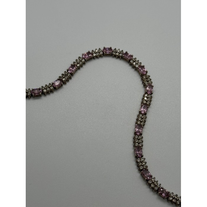 925 STERLING SILVER  MORGANITE & GOSHENITE BRACELET