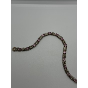 925 STERLING SILVER  MORGANITE & GOSHENITE BRACELET