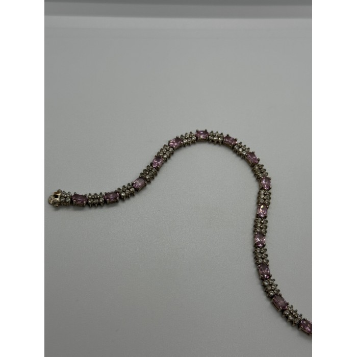 925 STERLING SILVER  MORGANITE & GOSHENITE BRACELET