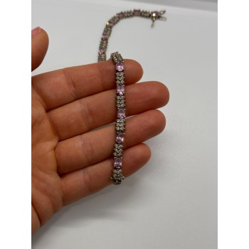 925 STERLING SILVER  MORGANITE & GOSHENITE BRACELET