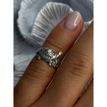 925 Sterling Silver Turtle Ring Sizable Maximum Size 3