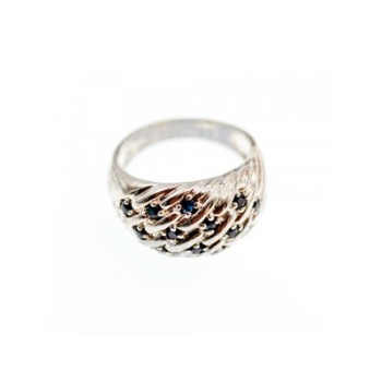 925 Sterling Silver Sapphires Ring Size 7
