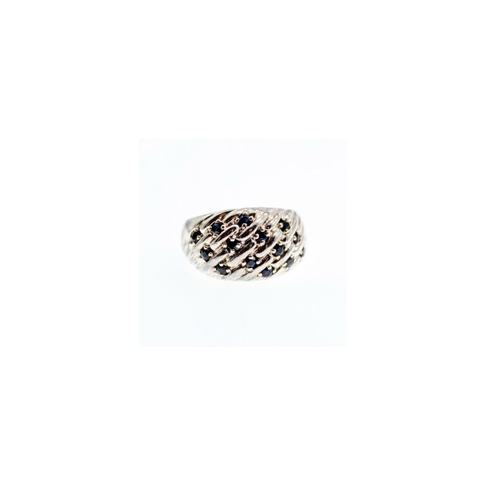 925 Sterling Silver Sapphires Ring Size 7