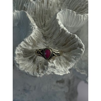 925 Sterling Silver Pink Turquoise Ring Size 3