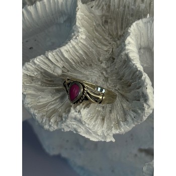 925 Sterling Silver Pink Turquoise Ring Size 3
