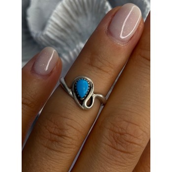 925 Sterling Silver Turquoise Ring Size 4