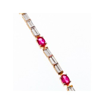 925 STERLING SILVER GOLD PLATED SPINEL & CZ BRACELET SIZE 7.5 IN