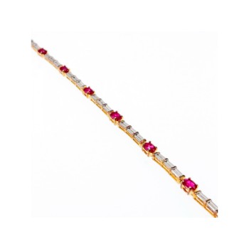 925 STERLING SILVER GOLD PLATED SPINEL & CZ BRACELET SIZE 7.5 IN