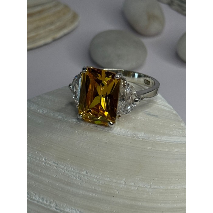925 Sterling Silver Citrine & Beryl Ring Size 11