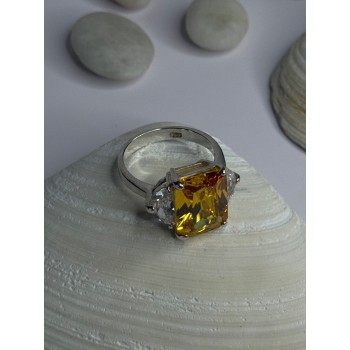 925 Sterling Silver Citrine & Beryl Ring Size 11