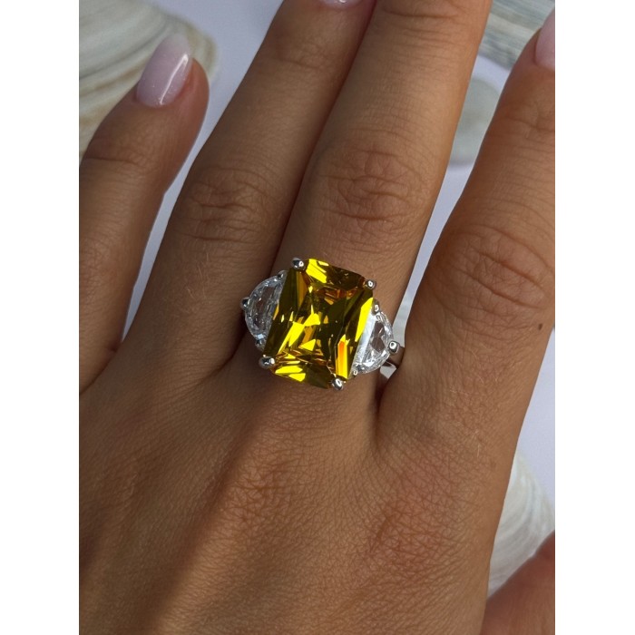 925 Sterling Silver Citrine & Beryl Ring Size 11