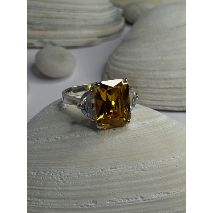 925 Sterling Silver Citrine & Beryl Ring Size 11