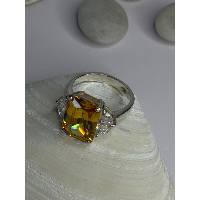 925 Sterling Silver Citrine & Beryl Ring Size 11