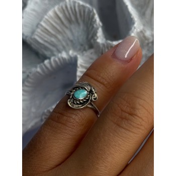 Vintage 925 Sterling Silver Turquoise Ring Size 3