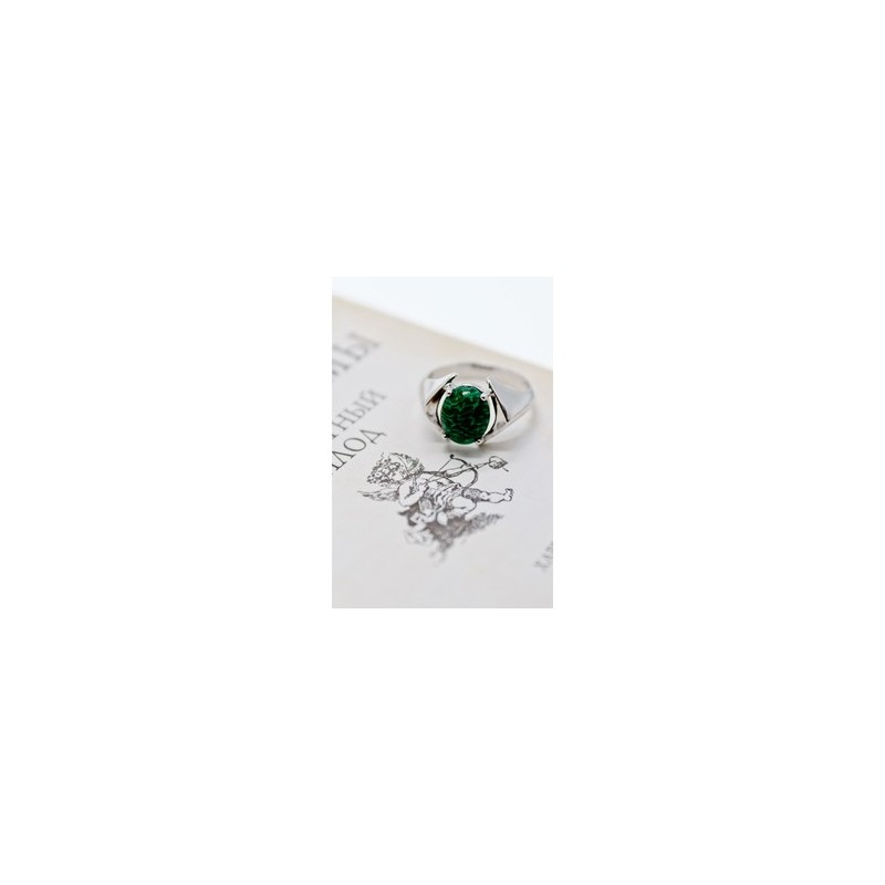 925 Sterling Silver Malachite Ring Size 7