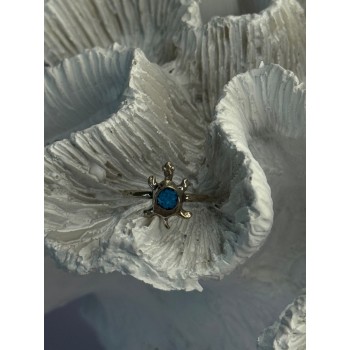 925 Sterling Silver Turquoise Turtle Ring Size 3.5