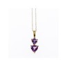 10K YELLOW GOLD AMETHYST & DIAMOND HEARTS CHAIN WITH PENDANT