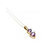 10K YELLOW GOLD AMETHYST & DIAMOND HEARTS CHAIN WITH PENDANT