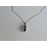 10K YELLOW GOLD AMETHYST & DIAMOND HEARTS CHAIN WITH PENDANT