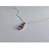 10K YELLOW GOLD AMETHYST & DIAMOND HEARTS CHAIN WITH PENDANT