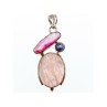 925 STERLING SILVER MORGANITE, HALIOTIS & PEARL PENDANT