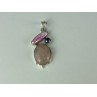 925 STERLING SILVER MORGANITE, HALIOTIS & PEARL PENDANT