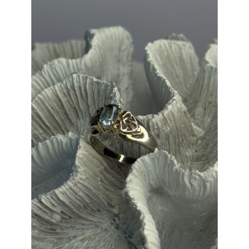 925 Sterling Silver Blue Topaz Ring Size 8