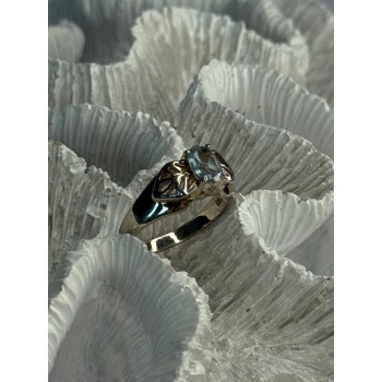 925 Sterling Silver Blue Topaz Ring Size 8