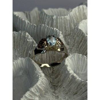 925 Sterling Silver Blue Topaz Ring Size 8