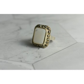 925 Sterling Silver Mother Of Pearl & Marcasites Ring Size 6.5