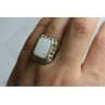 925 Sterling Silver Mother Of Pearl & Marcasites Ring Size 6.5