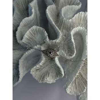 925 Sterling Silver Evil Eye Sapphire & Beryl Bracelet Length 6-7.5