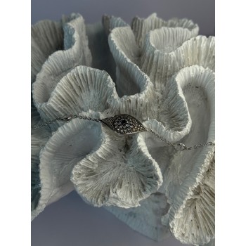 925 Sterling Silver Evil Eye Sapphire & Beryl Bracelet Length 6-7.5