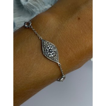 925 Sterling Silver Evil Eye Sapphire & Beryl Bracelet Length 6-7.5