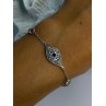 925 Sterling Silver Evil Eye Sapphire & Beryl Bracelet Length 6-7.5