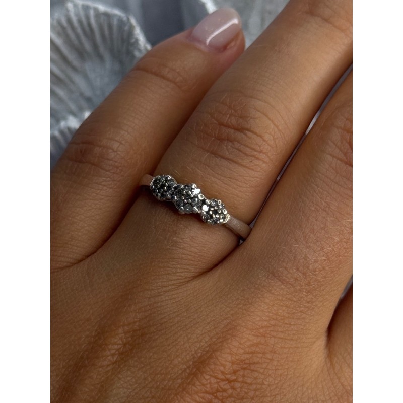 925 Sterling Silver White Spinel Flowers Ring Size 7