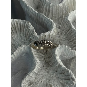 925 Sterling Silver White Spinel Flowers Ring Size 7