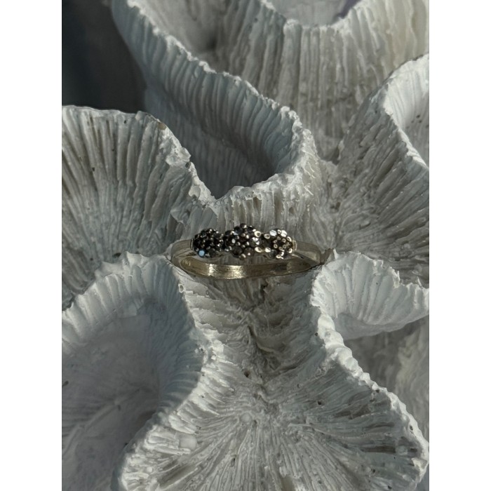 925 Sterling Silver White Spinel Flowers Ring Size 7