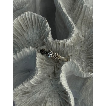 925 Sterling Silver White Spinel Flowers Ring Size 7