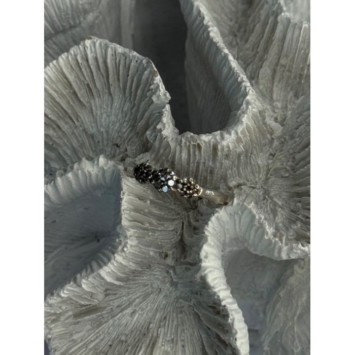 925 Sterling Silver White Spinel Flowers Ring Size 7
